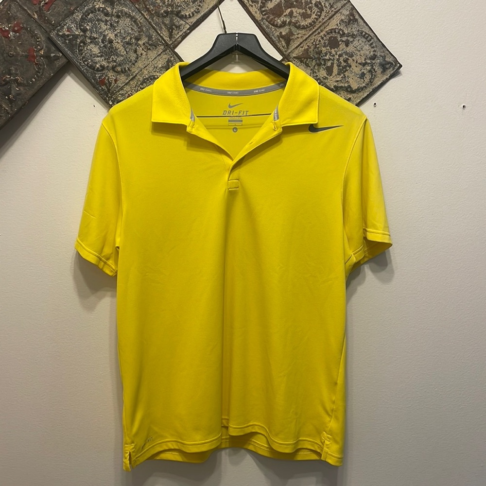 Nike bright yellow dry fit polo
